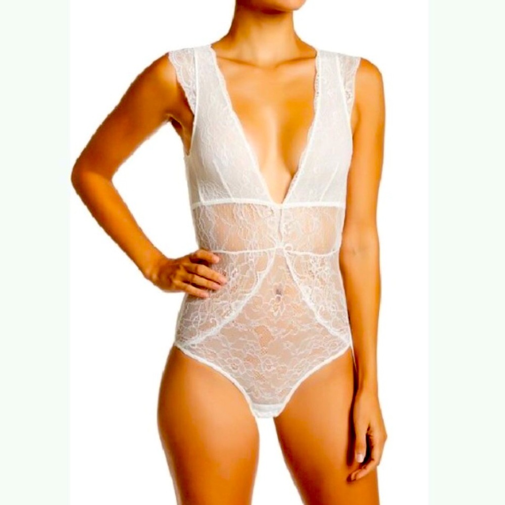 Sam Edelman Lace Bodysuit Women Color Antique White Size M